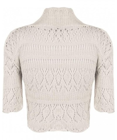 Women's Crochet Knit Cropped Bolero Shrug Cardigan Open Front Short Shrugs for Women Stone $13.48 Sweaters