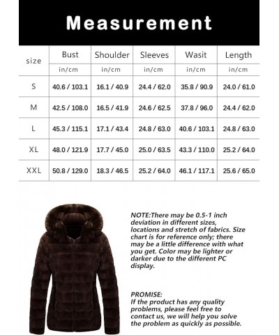 Women Double Sided Faux Fur Jacket Spring and Winter Fashion Reversible Hood Puffer Coat with Fur Collar Brown $44.19 Coats