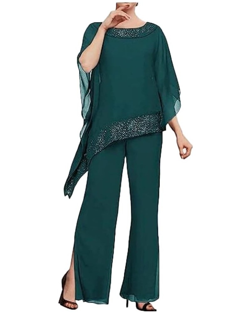 3 PC Beaded Mother of The Bride Pants Suits Womens Formal Dress Suit Evening Dress Wedding Pary Dress Teal $32.90 Suits