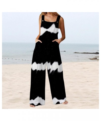 Womens Sexy Sleeveless Jumpsuits Summer Casual Loose Scoop Neck Wide Leg Harem Long Pant Romper Overall with Pockets D01_blac...