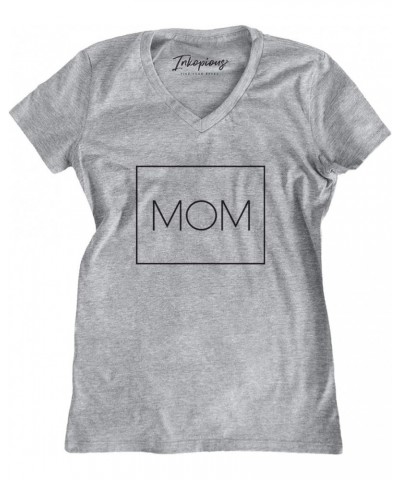 Mom Boxed T-Shirt Women's Grey V-neck $20.09 T-Shirts