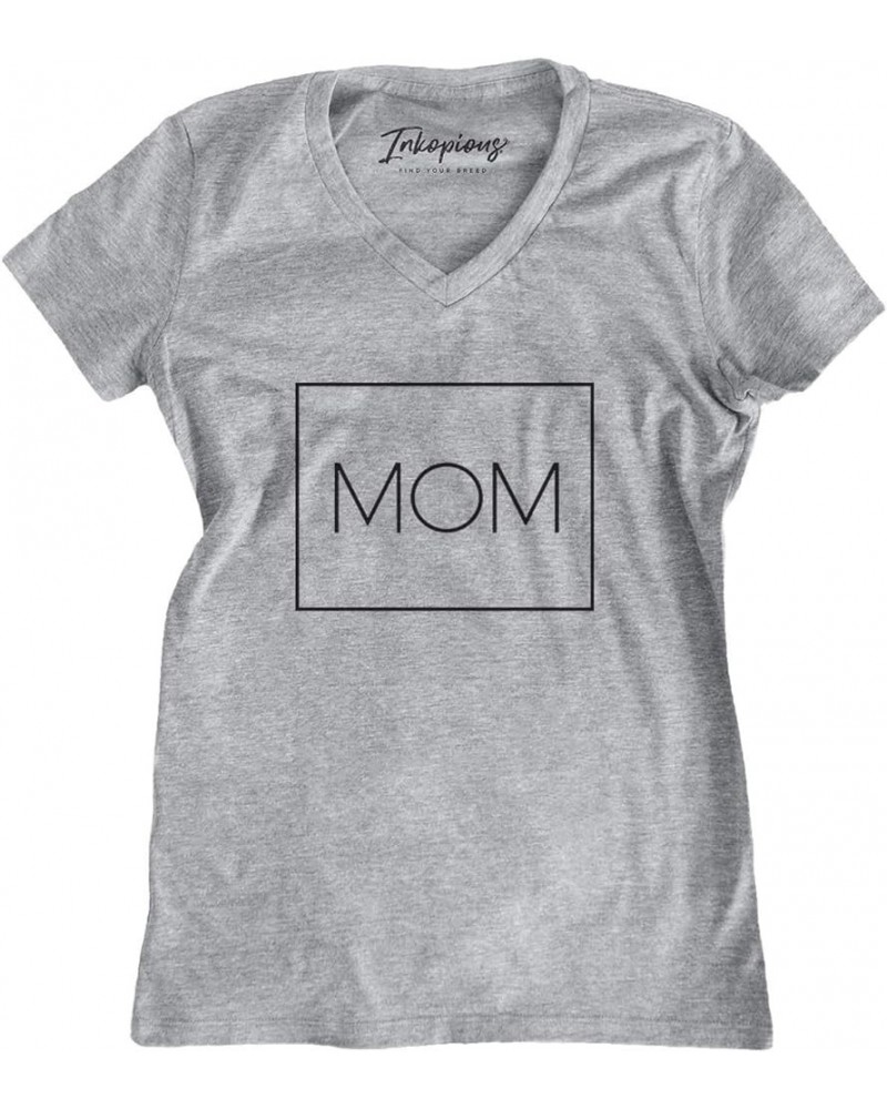 Mom Boxed T-Shirt Women's Grey V-neck $20.09 T-Shirts