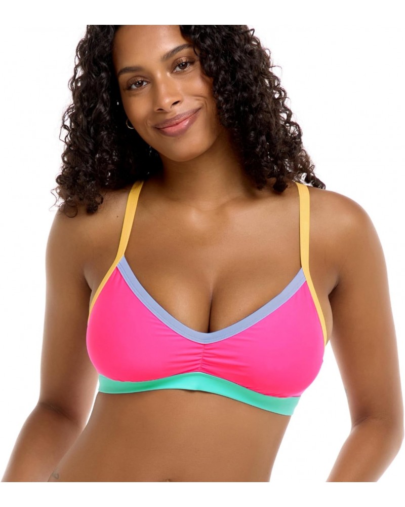 Women's Standard Drew D, DD, E, F Cup Bikini Top Swimsuit with Adjustable 2-Way Back Detail, Bubble Gum Colorblock $20.97 Swi...