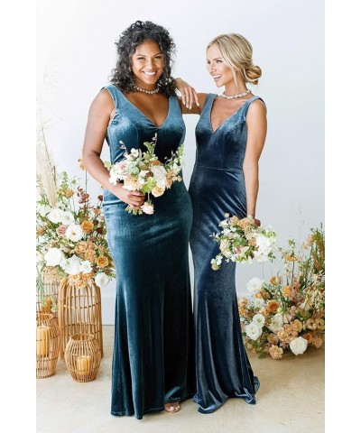 V-Neck Velvet Bridesmaid Dress for Women Long Mermaid Maxi Formal Dresses Plum $30.00 Dresses