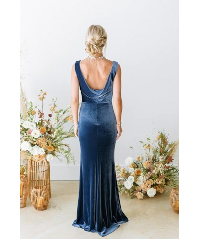 V-Neck Velvet Bridesmaid Dress for Women Long Mermaid Maxi Formal Dresses Plum $30.00 Dresses