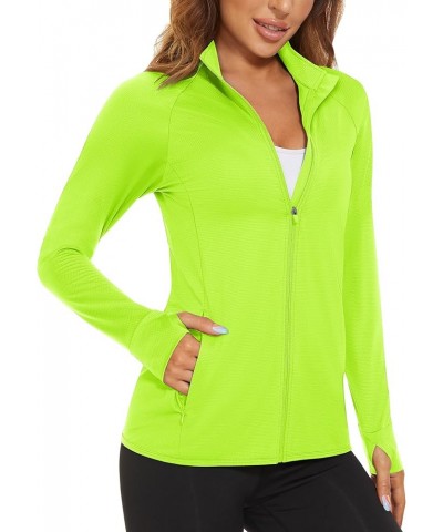 Women's UPF 50+ Lightweight Athletic Jacket Sun Protection Full Zip Long Sleeve Shirts Hiking Outdoor Pockets Fluorescent Yel...