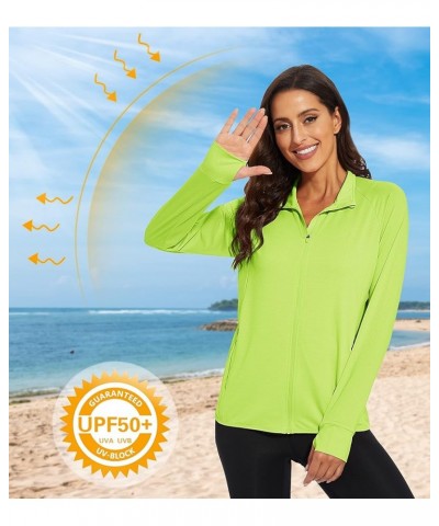 Women's UPF 50+ Lightweight Athletic Jacket Sun Protection Full Zip Long Sleeve Shirts Hiking Outdoor Pockets Fluorescent Yel...