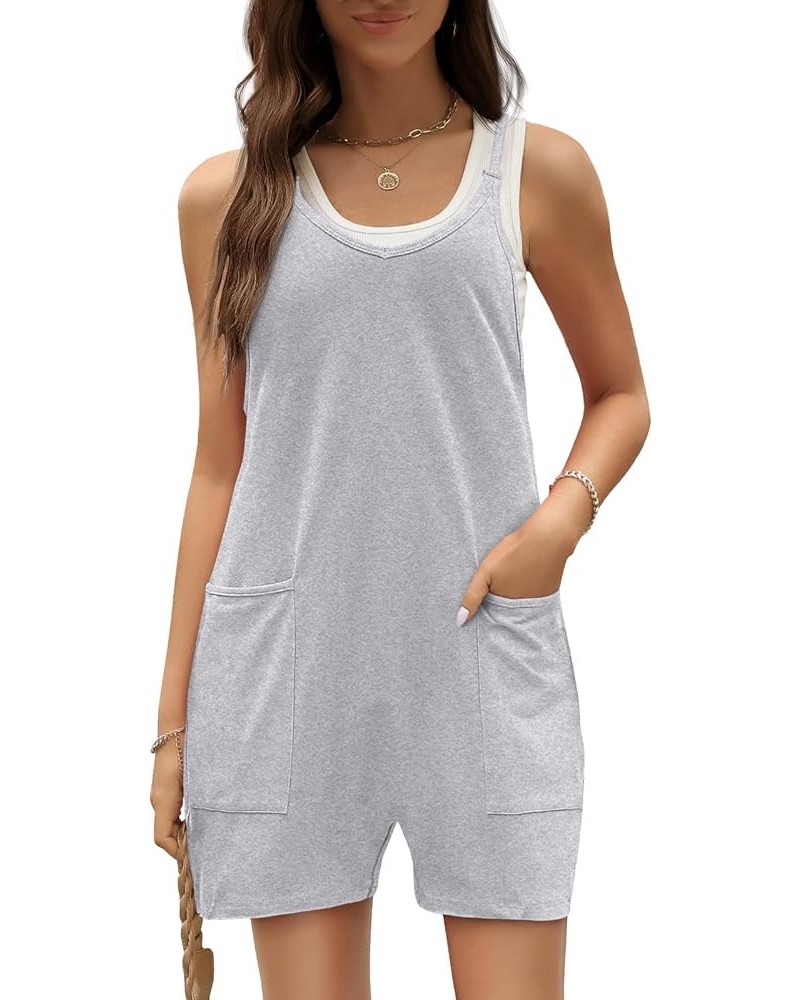 Womens Rompers Jumpsuits Casual Summer Outfits 2024 Shorts Overalls Jumpers with Pockets Loose Comfy Fashion Clothes Grey $13...