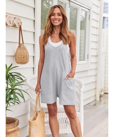 Womens Rompers Jumpsuits Casual Summer Outfits 2024 Shorts Overalls Jumpers with Pockets Loose Comfy Fashion Clothes Grey $13...