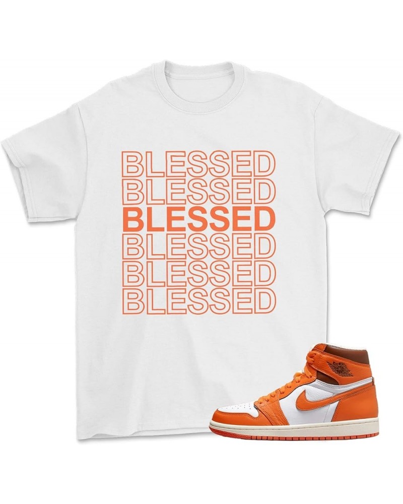 Shirt for Jordan 1 High OG Starfish Orange 1s White Blessed $12.59 T-Shirts