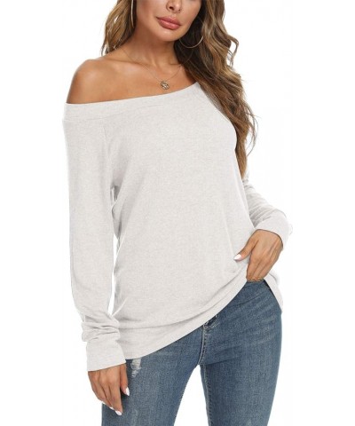 Womens Cute Sexy Off Shoulder Blouses Long Sleeve Boat Neck Tunics Tops White $12.00 Tops