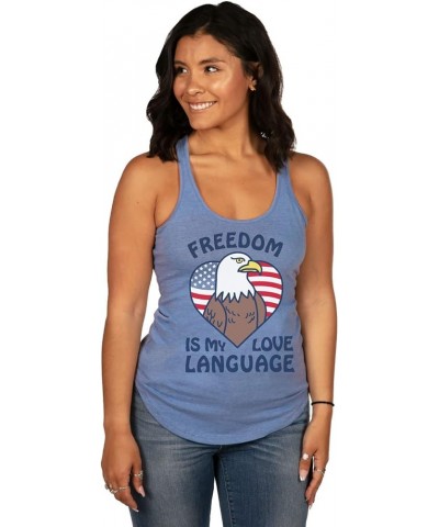 4th of July Tank Tops for Women - Women’s Patriotic Shirts for Summer, The Beach and Music Festivals Love Language (Blue) $15...