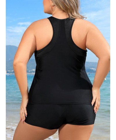 Plus Size Tankini Swimsuits Tops for Women Swim Top Only Tummy Control Bathing Suits Tops Zippered Swimswear Black $17.55 Swi...