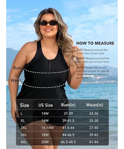 Plus Size Tankini Swimsuits Tops for Women Swim Top Only Tummy Control Bathing Suits Tops Zippered Swimswear Black $17.55 Swi...