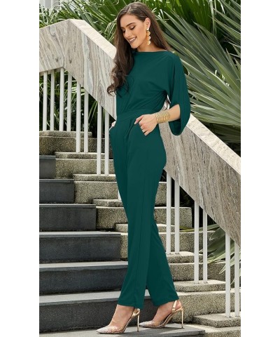 Womens Short Sleeve Sexy Semi Formal Cocktail One Piece Jumpsuit Romper Emerald Green $25.97 Jumpsuits