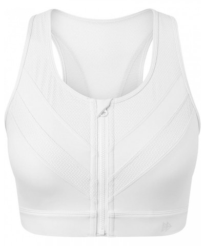 High Impact Zip Front Closure Sports Bras, Support for Large Bust Women, Supportive Comfortable White $23.75 Lingerie