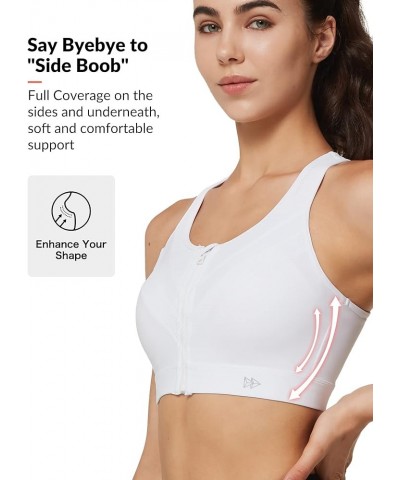 High Impact Zip Front Closure Sports Bras, Support for Large Bust Women, Supportive Comfortable White $23.75 Lingerie