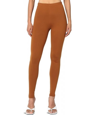 Women's Super Soft Lightweight Comfortable Elastic High Waist Full Length Ankle Leggings N Almond $9.35 Leggings