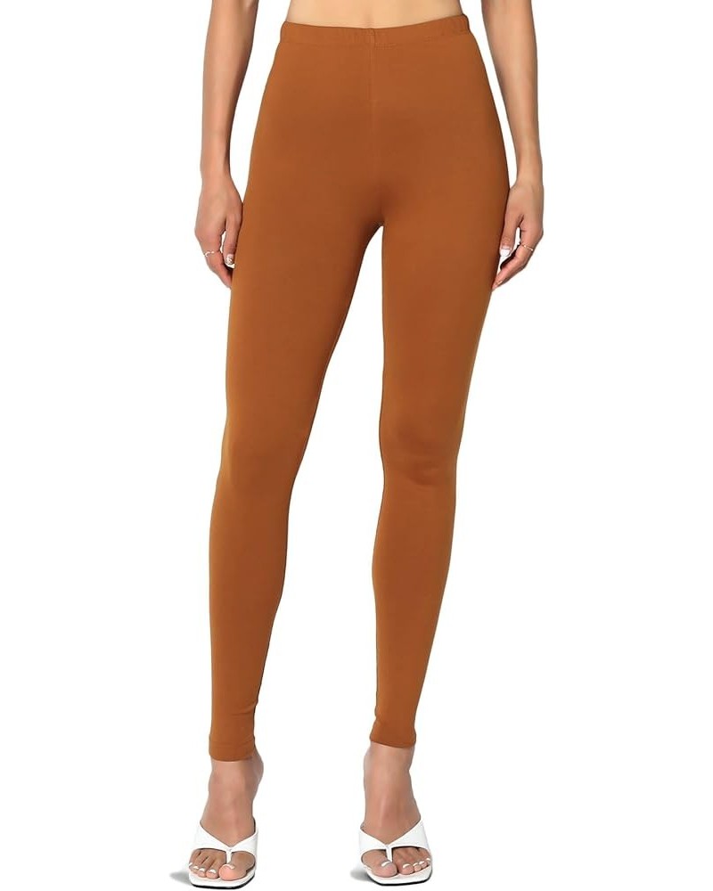 Women's Super Soft Lightweight Comfortable Elastic High Waist Full Length Ankle Leggings N Almond $9.35 Leggings