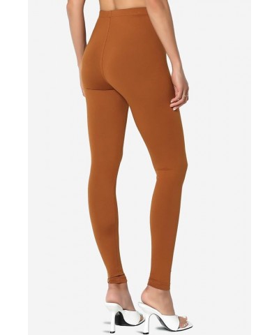 Women's Super Soft Lightweight Comfortable Elastic High Waist Full Length Ankle Leggings N Almond $9.35 Leggings