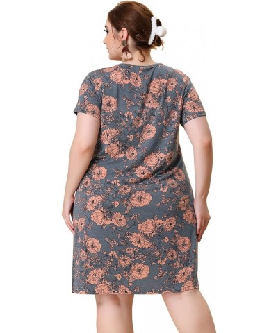 Plus Size Dress for Women Short Sleeves Pleated Summer Casual Floral Dresses Pink $17.22 Dresses