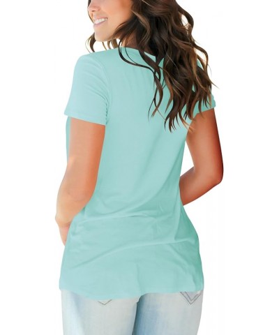 Womens Tops V Neck Tee Casual Short Sleeve and Long Sleeve T Shirts A7 Baby Green $13.74 T-Shirts