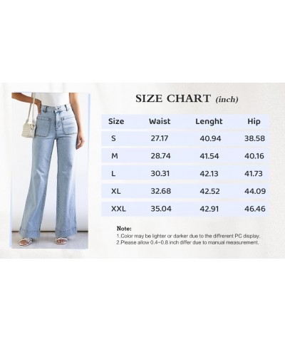 Women's Cropped Capris Jeans High Waisted Baggy Denim Pants with Front Pockets Blue $24.47 Jeans