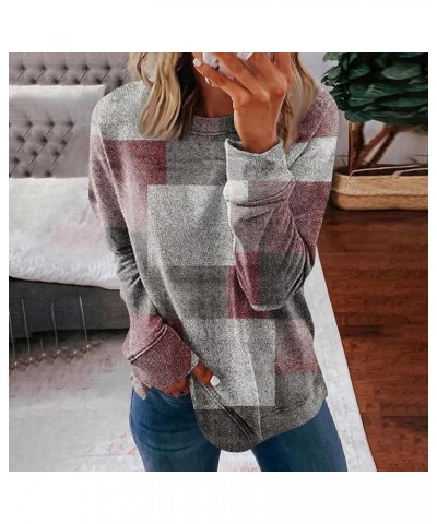 Sweatshirt for Women Crewneck Long Sleeve Shirts Loose Fit Basic Tops Pullover Casual Blouses Fall Fashion Clothes D-wine $7....