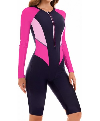 Women's One Piece Long Sleeve Rash Guard Knee High Bathing Suits Swimsuit Sport Surfing Wear Athletic Swimwear Pattern-28019 ...