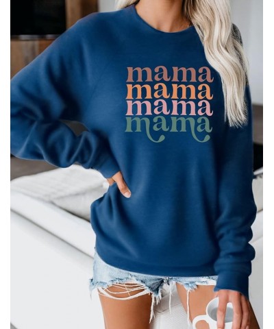 Women's Mama Sweatshirt Crewneck Long Sleeve Tops Casual Letter Print Cute Shirts Graphic Pullover A-blue $11.50 Hoodies & Sw...