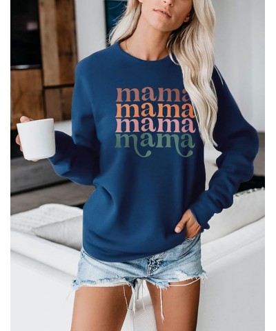 Women's Mama Sweatshirt Crewneck Long Sleeve Tops Casual Letter Print Cute Shirts Graphic Pullover A-blue $11.50 Hoodies & Sw...