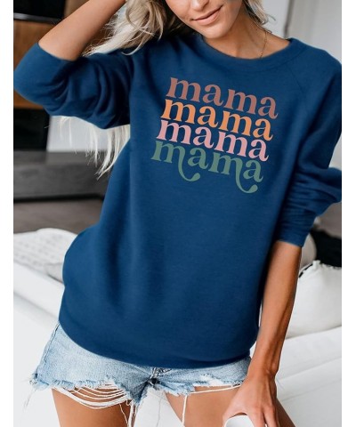 Women's Mama Sweatshirt Crewneck Long Sleeve Tops Casual Letter Print Cute Shirts Graphic Pullover A-blue $11.50 Hoodies & Sw...