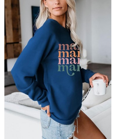 Women's Mama Sweatshirt Crewneck Long Sleeve Tops Casual Letter Print Cute Shirts Graphic Pullover A-blue $11.50 Hoodies & Sw...