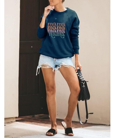 Women's Mama Sweatshirt Crewneck Long Sleeve Tops Casual Letter Print Cute Shirts Graphic Pullover A-blue $11.50 Hoodies & Sw...