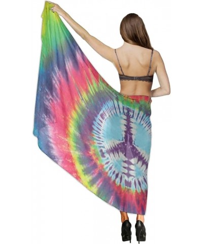 Women Swimwear Pareo Beach Cover Up Bikini Sarong Swimsuit Wrap Skirts Tie Dye Peace Sign $10.55 Swimsuits