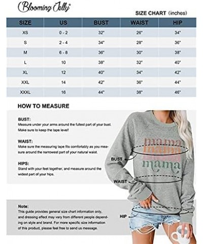 Women's Mama Sweatshirt Crewneck Long Sleeve Tops Casual Letter Print Cute Shirts Graphic Pullover A-blue $11.50 Hoodies & Sw...