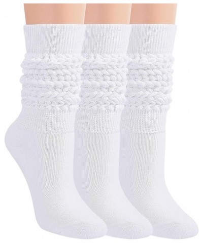 Slouch Socks Women 3 Pairs Scrunch Knit Knee High Boot Socks Size 6-11 White $12.73 Activewear