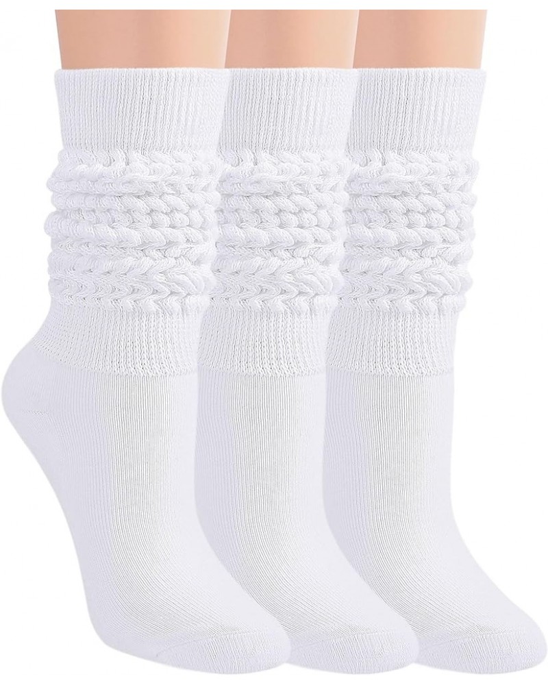 Slouch Socks Women 3 Pairs Scrunch Knit Knee High Boot Socks Size 6-11 White $12.73 Activewear