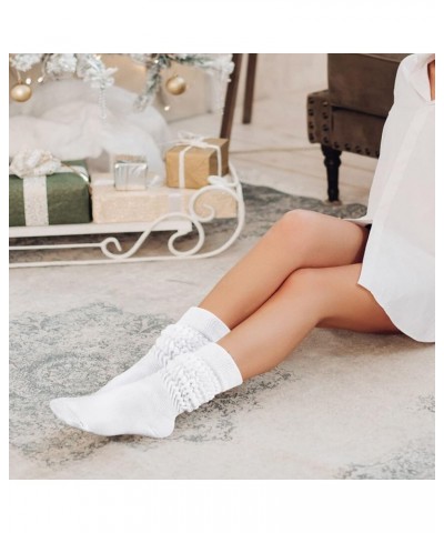 Slouch Socks Women 3 Pairs Scrunch Knit Knee High Boot Socks Size 6-11 White $12.73 Activewear