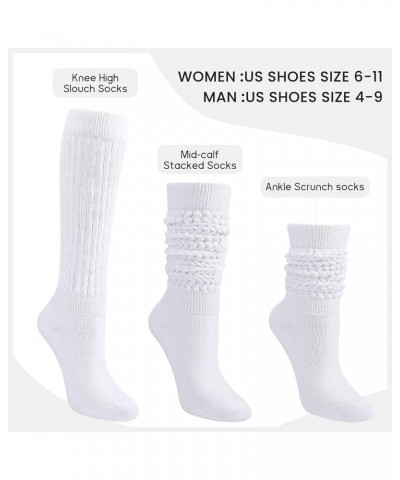 Slouch Socks Women 3 Pairs Scrunch Knit Knee High Boot Socks Size 6-11 White $12.73 Activewear