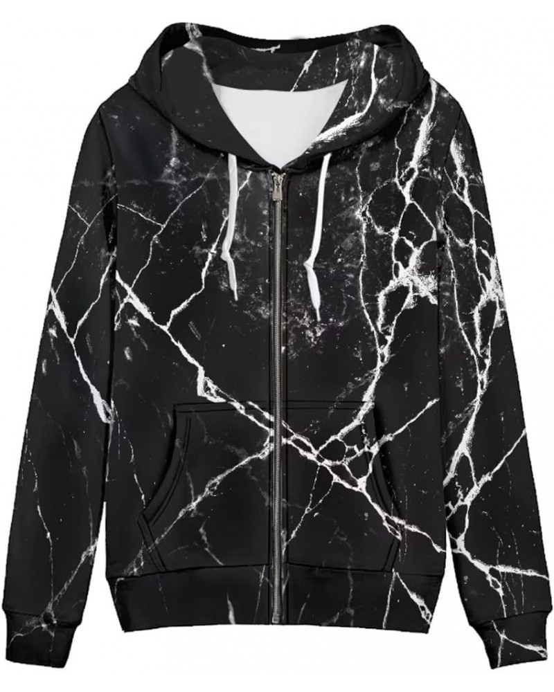 Cute Zip Up Hoodies & Sweatshirts for Women XS-5XL Fall Pullover Tops Black Marble Print $19.88 Hoodies & Sweatshirts