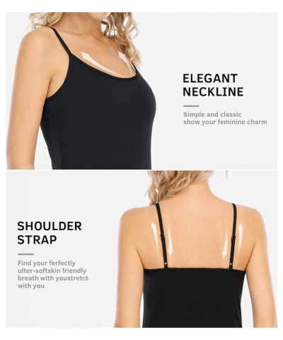 4 Piece Camisoles for Women Basic Camis Undershirt Adjustable Spaghetti Strap Tank Top Black Darkgray Black Darkgray $11.13 T...