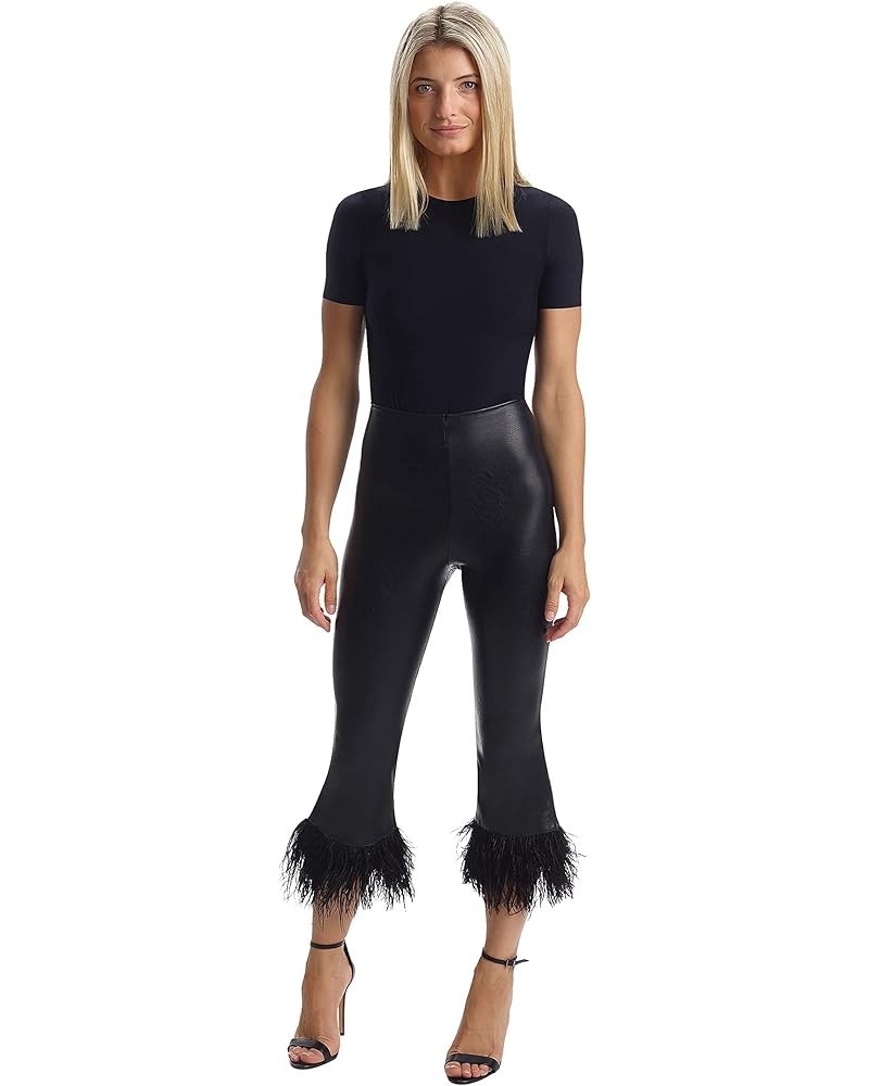 Faux Leather Feather Leggings Black $112.82 Leggings