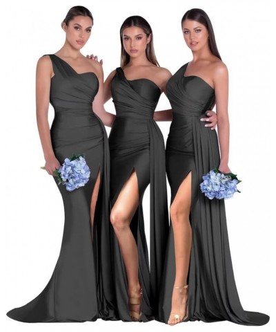 One Shoulder Bridesmaid Dresses Mermaid Prom Dresses Bodycon Wedding Dresses Evening Gowns with Slit RYZ507 Black $37.95 Dresses