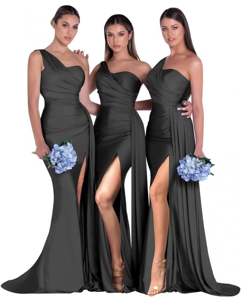 One Shoulder Bridesmaid Dresses Mermaid Prom Dresses Bodycon Wedding Dresses Evening Gowns with Slit RYZ507 Black $37.95 Dresses