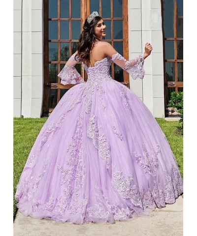 Long Sleeve Quinceanera Dresses Puffy Tulle Ball Gown Prom Dress Sweet 15 16 Dresses Turquoise $63.00 Dresses