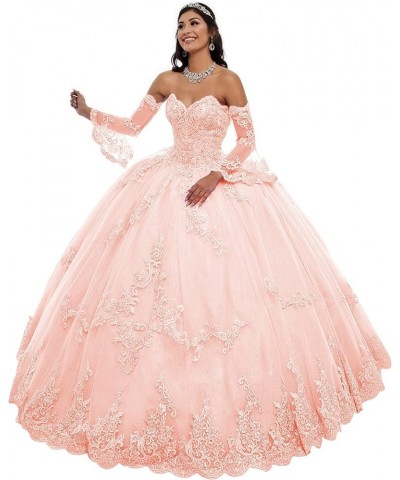 Long Sleeve Quinceanera Dresses Puffy Tulle Ball Gown Prom Dress Sweet 15 16 Dresses Turquoise $63.00 Dresses