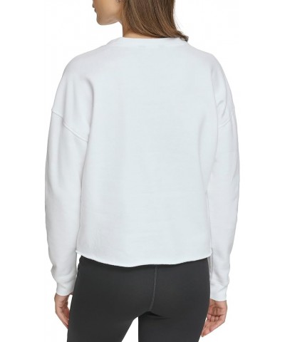 Women's Performance Raw Edge Glitter Script Logo Cropped White $15.66 Activewear