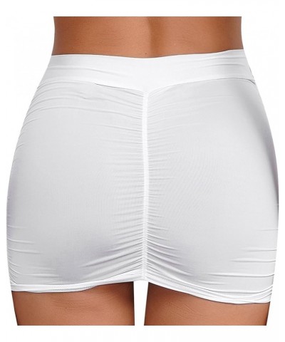 Women's Stretch Spandex Bodycon Mini Pencil Skirt Low Waisted Slim Tube Tight Hip Mini Skirts Type B White a $6.17 Skirts