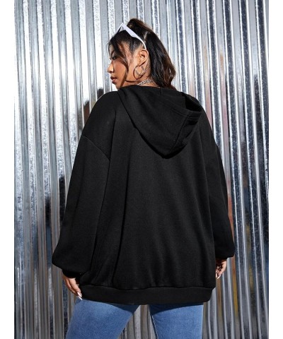 Women's Plus Size Butterfly Print Zip Up Drop Shoulder Hoodie Sweatshirt Black $18.90 Hoodies & Sweatshirts